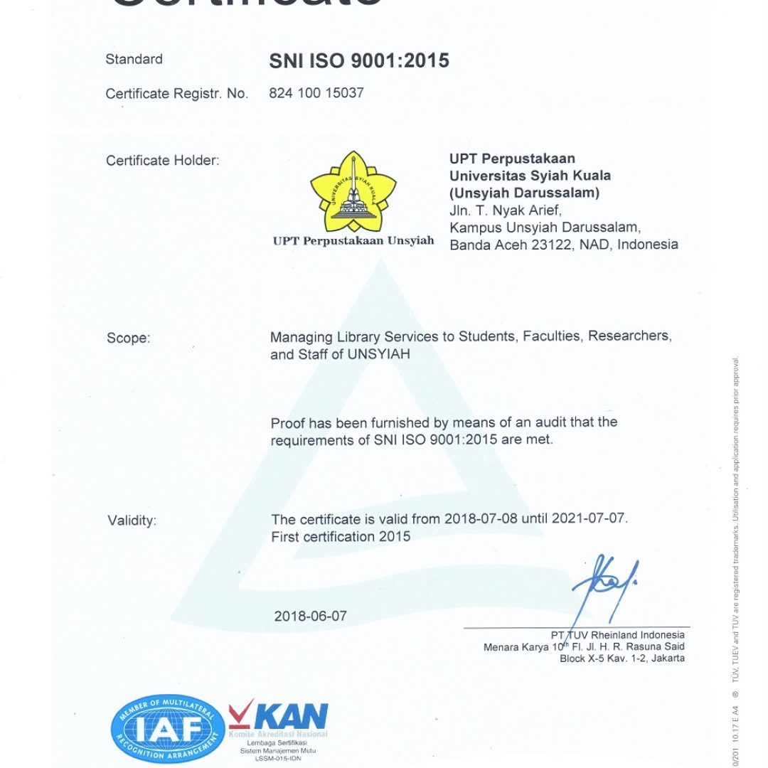 Certificate ISO 9001-2015 Quality Management System