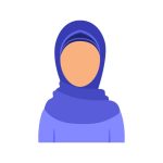 Beautiful Blank Face. Template Portrait of a Pretty Muslim Woman. Faceless Female Face in Hijab. Color Cartoon style. White background. Vector illustration.